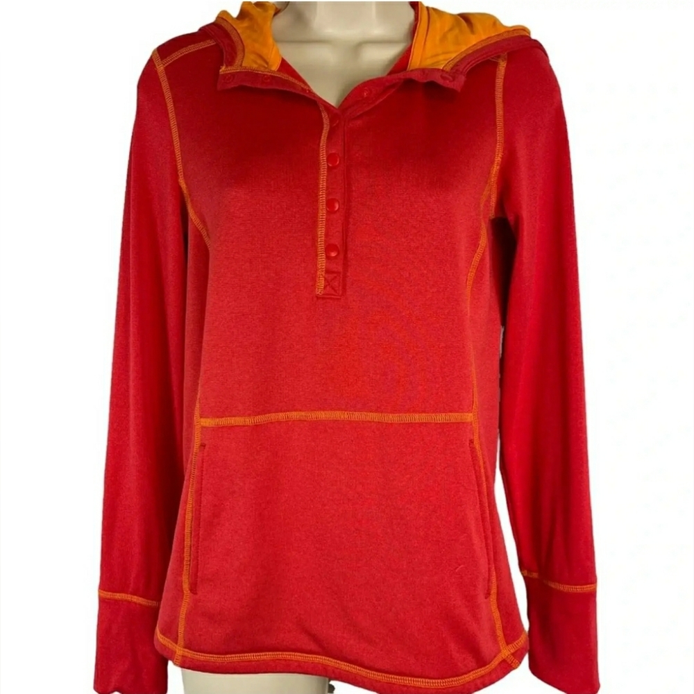 REI Pullover Half Snap Up Hooded Sweatshirt